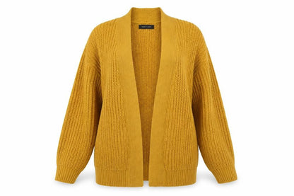 New Look Women Yellow M Chunky Knit Open Balloon Sleeve Cardigan