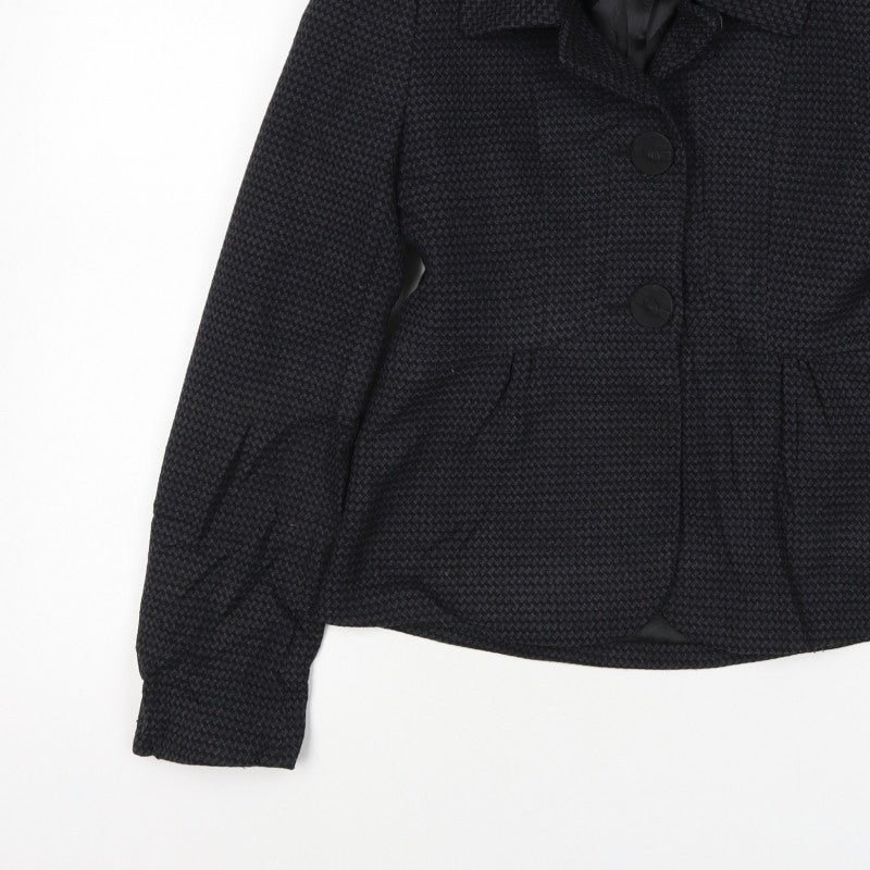 Next Woman Black Houndstooth Blazer Jacket UK 8 Single-Breasted