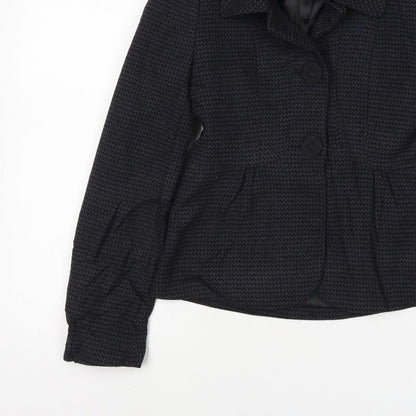 Next Woman Black Houndstooth Blazer Jacket UK 8 Single-Breasted