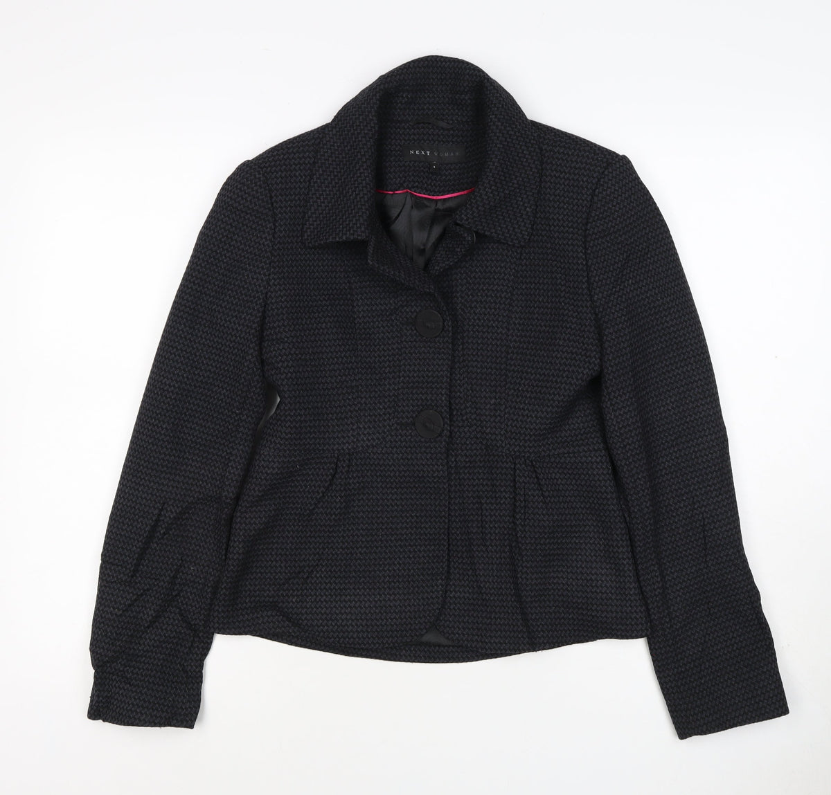 Next Woman Black Houndstooth Blazer Jacket UK 8 Single-Breasted