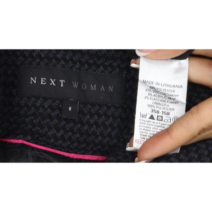 Next Woman Black Houndstooth Blazer Jacket UK 8 Single-Breasted