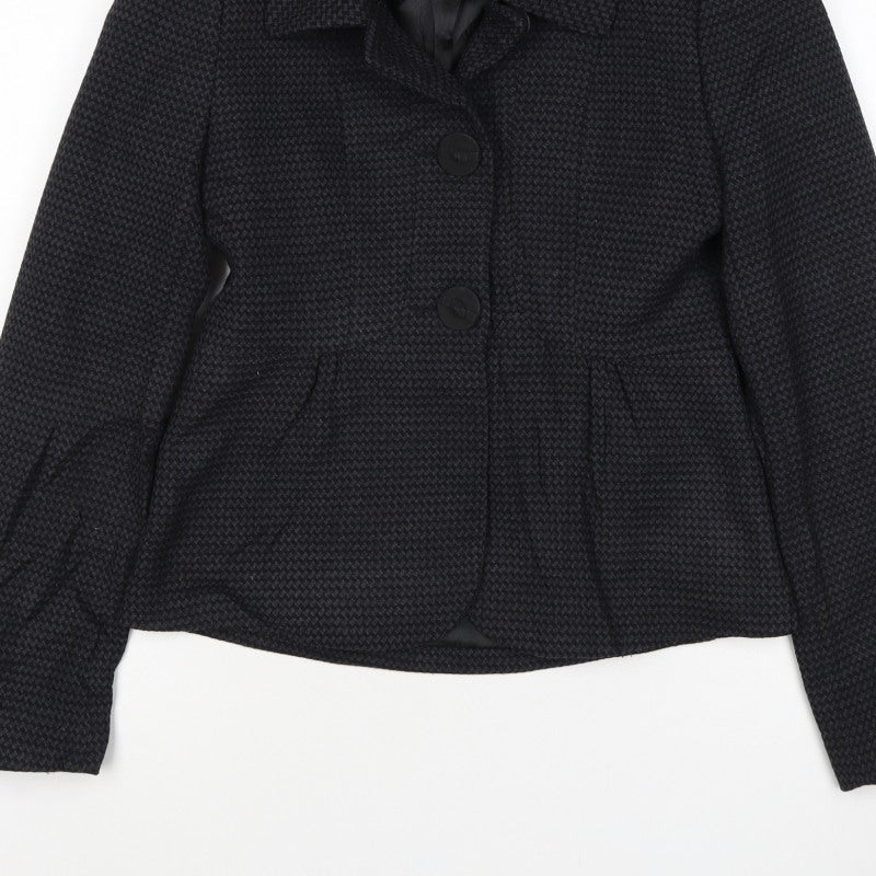 Next Woman Black Houndstooth Blazer Jacket UK 8 Single-Breasted