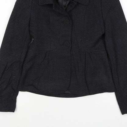 Next Woman Black Houndstooth Blazer Jacket UK 8 Single-Breasted