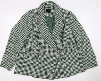 JD Williams Women’s Green Check Bouclé Blazer Size 20 Double-Breasted