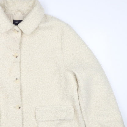 M&S Collection Women Ivory UK 22 Bouclé Mid-Length Button Coat