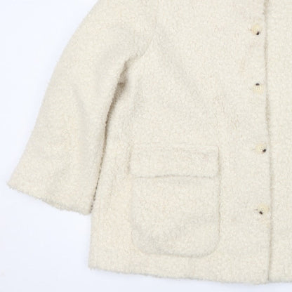 M&S Collection Women Ivory UK 22 Bouclé Mid-Length Button Coat