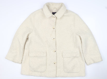 M&S Collection Women Ivory UK 22 Bouclé Mid-Length Button Coat