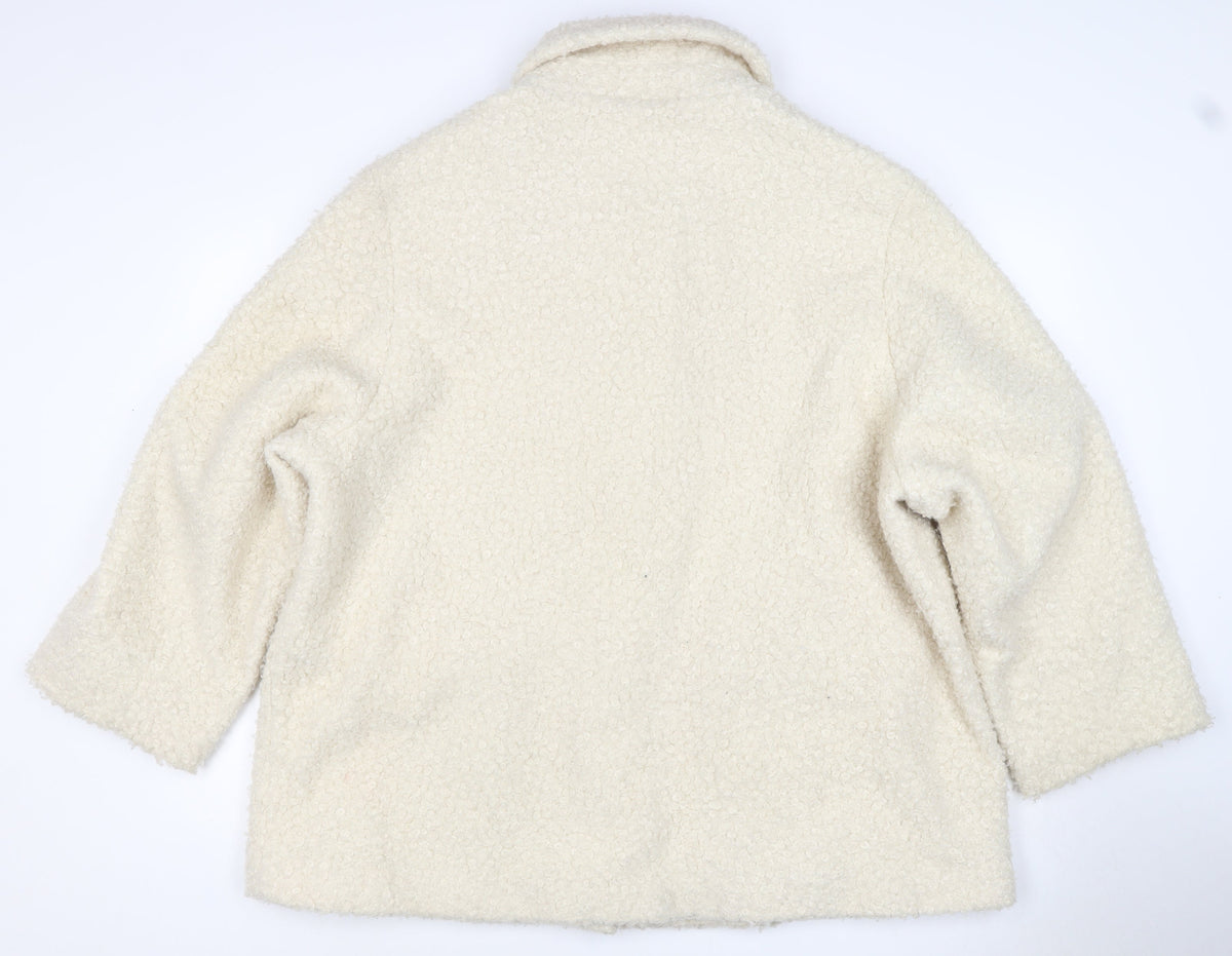 M&S Collection Women Ivory UK 22 Bouclé Mid-Length Button Coat
