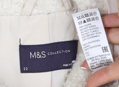 M&S Collection Women Ivory UK 22 Bouclé Mid-Length Button Coat