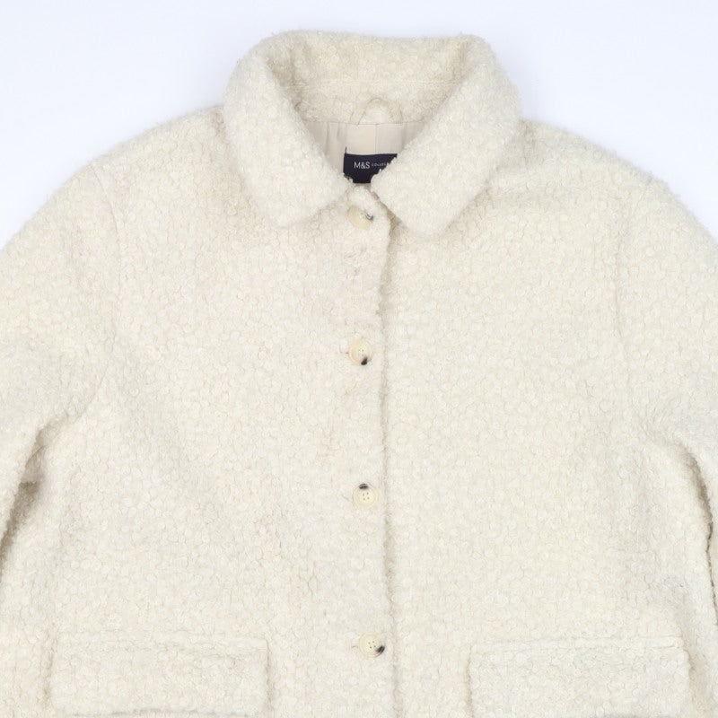 M&S Collection Women Ivory UK 22 Bouclé Mid-Length Button Coat