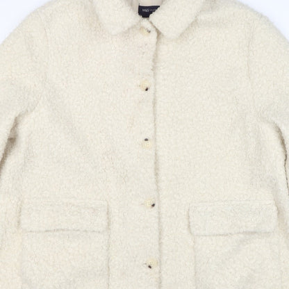 M&S Collection Women Ivory UK 22 Bouclé Mid-Length Button Coat