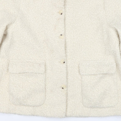M&S Collection Women Ivory UK 22 Bouclé Mid-Length Button Coat