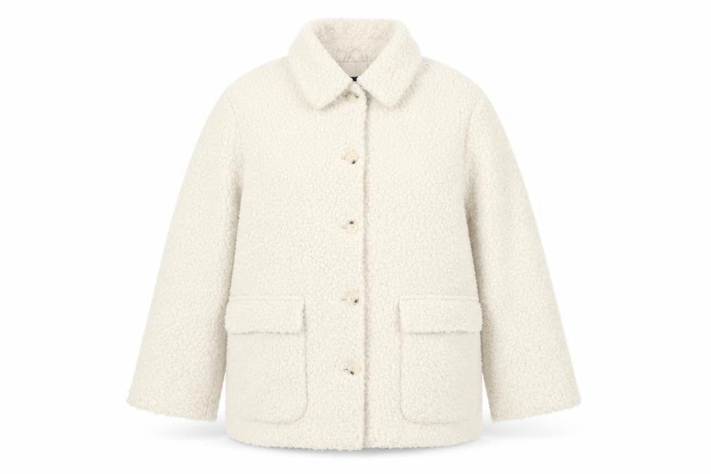 M&S Collection Women Ivory UK 22 Bouclé Mid-Length Button Coat