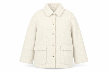 M&S Collection Women Ivory UK 22 Bouclé Mid-Length Button Coat