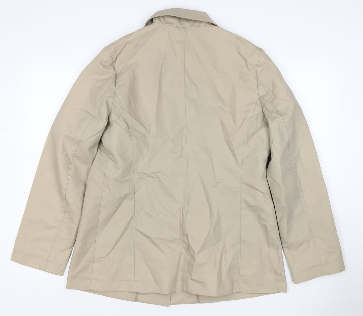 GAP Women Beige L Mid-Length Cotton Collared Coat Jacket