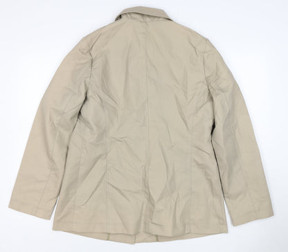 GAP Women Beige L Mid-Length Cotton Collared Coat Jacket