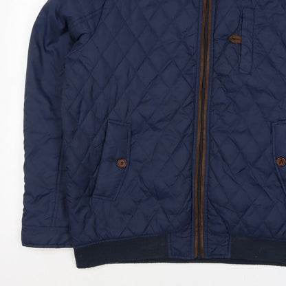 Cotton Traders Men’s Navy XL Quilted Bomber Jacket Full Zip