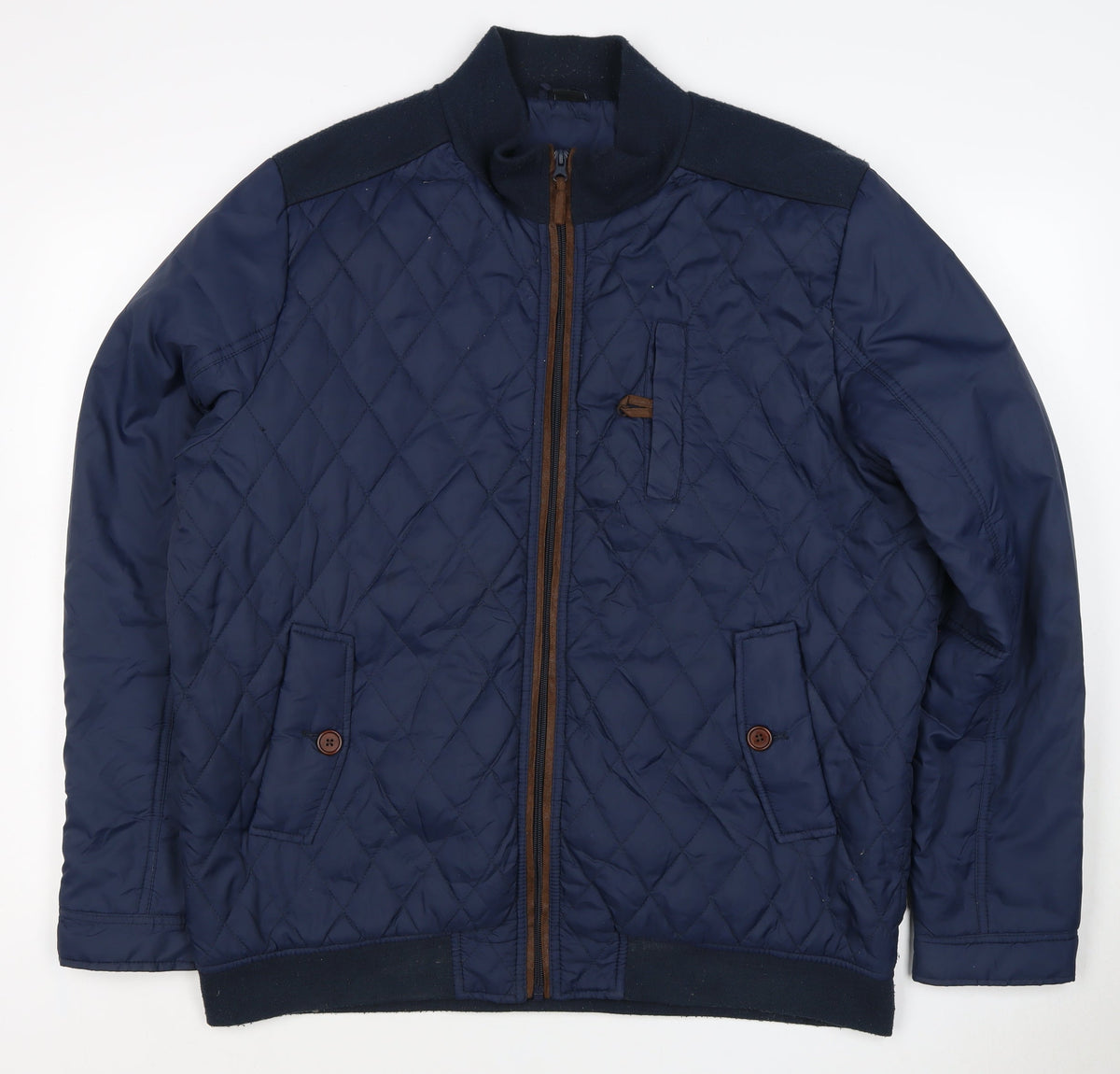 Cotton Traders Men’s Navy XL Quilted Bomber Jacket Full Zip