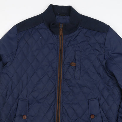 Cotton Traders Men’s Navy XL Quilted Bomber Jacket Full Zip