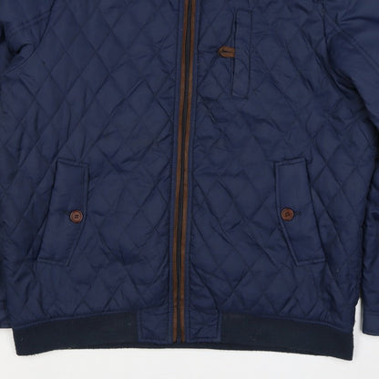 Cotton Traders Men’s Navy XL Quilted Bomber Jacket Full Zip