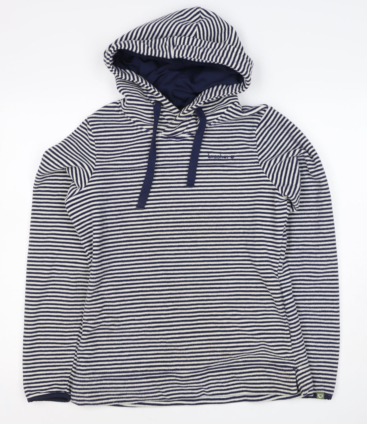 Brasher Women’s Blue Striped Fleece Pullover Hoodie UK 8 Lined