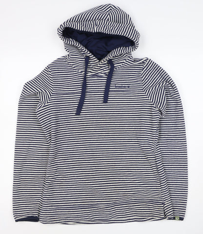 Brasher Women’s Blue Striped Fleece Pullover Hoodie UK 8 Lined
