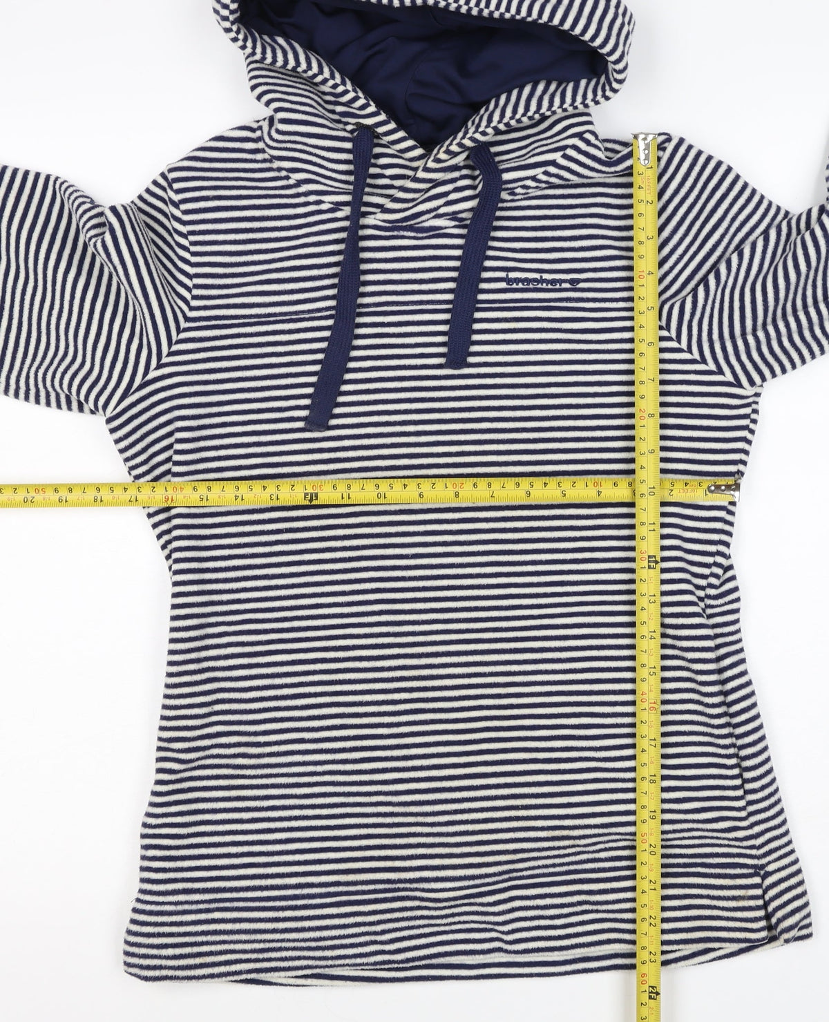 Brasher Women’s Blue Striped Fleece Pullover Hoodie UK 8 Lined