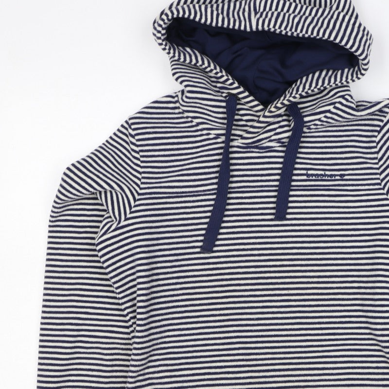 Brasher Women’s Blue Striped Fleece Pullover Hoodie UK 8 Lined