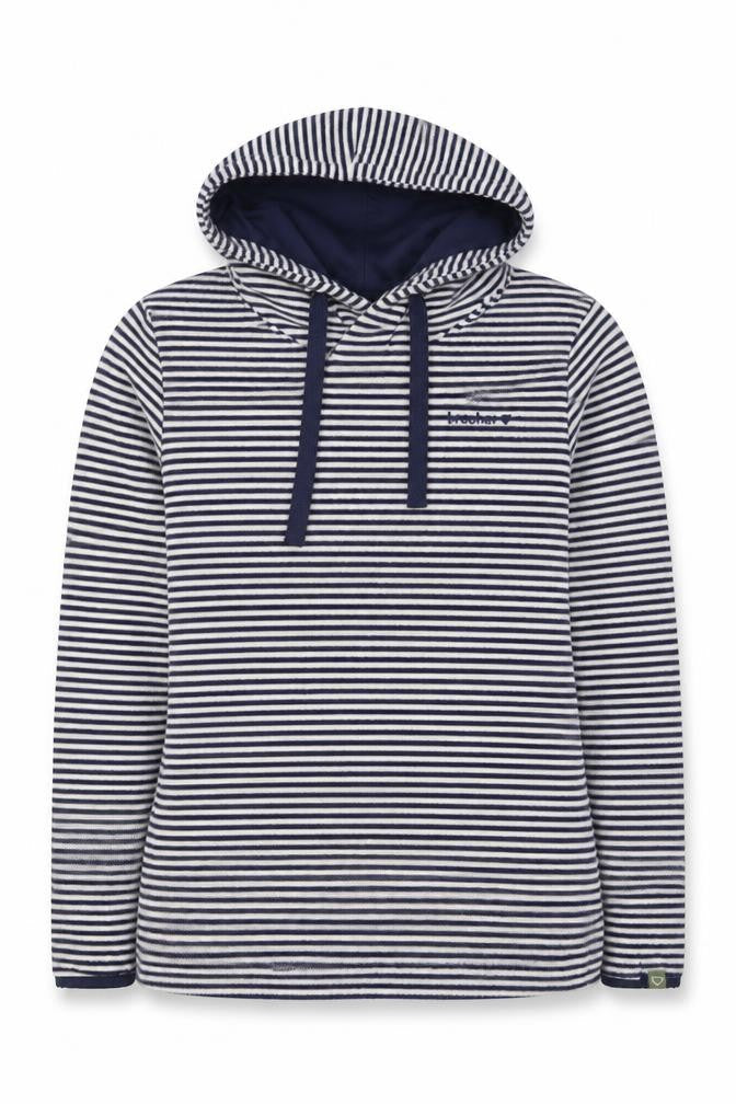 Brasher Women’s Blue Striped Fleece Pullover Hoodie UK 8 Lined