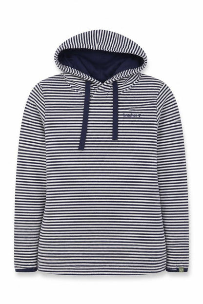 Brasher Women’s Blue Striped Fleece Pullover Hoodie UK 8 Lined