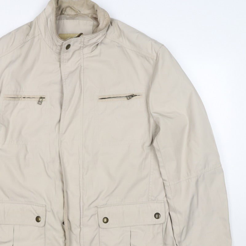 Marks and Spencer Men Beige Large Basic Jacket Zip Pockets