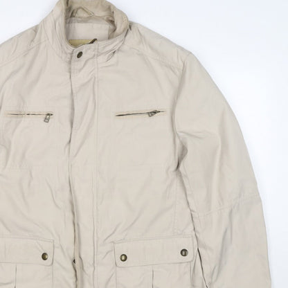 Marks and Spencer Men Beige Large Basic Jacket Zip Pockets