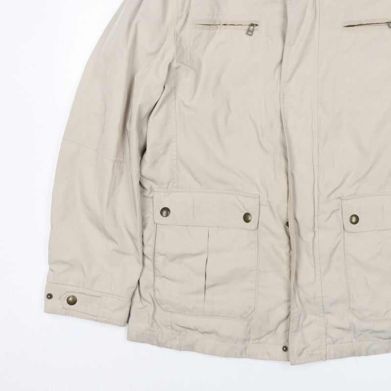 Marks and Spencer Men Beige Large Basic Jacket Zip Pockets