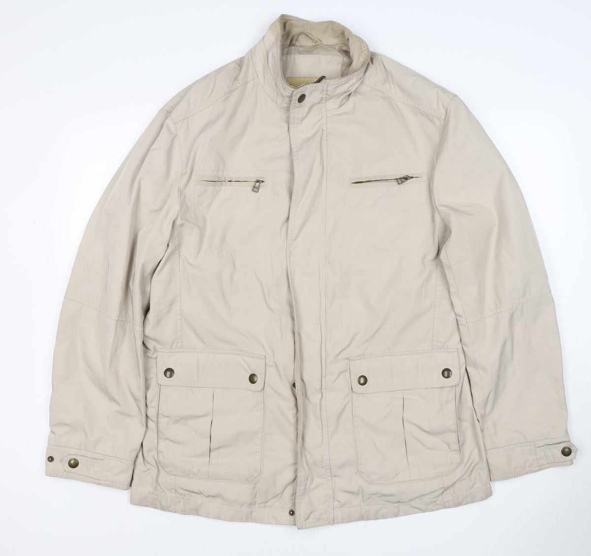 Marks and Spencer Men Beige Large Basic Jacket Zip Pockets
