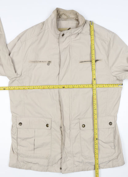 Marks and Spencer Men Beige Large Basic Jacket Zip Pockets