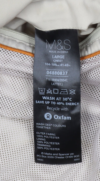 Marks and Spencer Men Beige Large Basic Jacket Zip Pockets