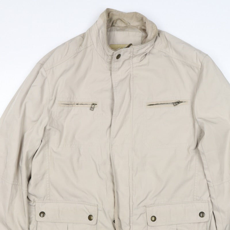 Marks and Spencer Men Beige Large Basic Jacket Zip Pockets