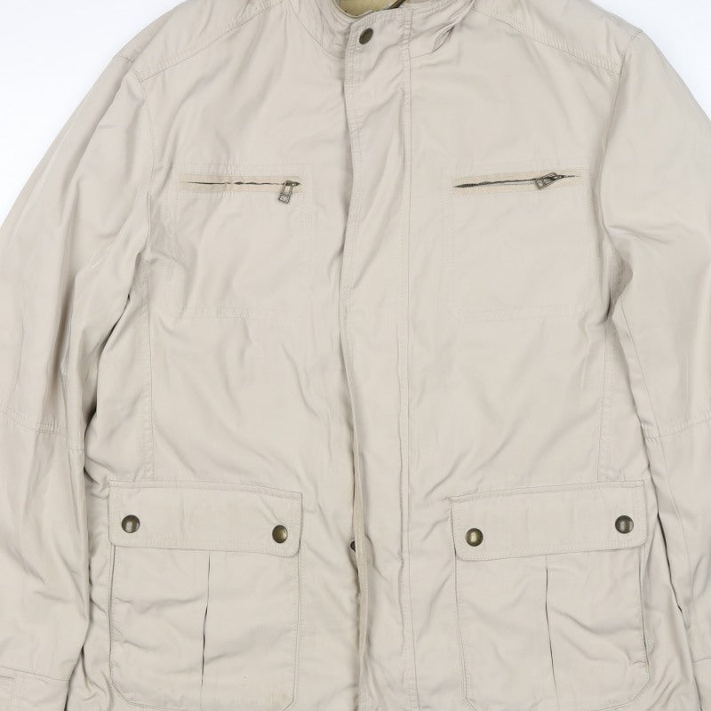 Marks and Spencer Men Beige Large Basic Jacket Zip Pockets