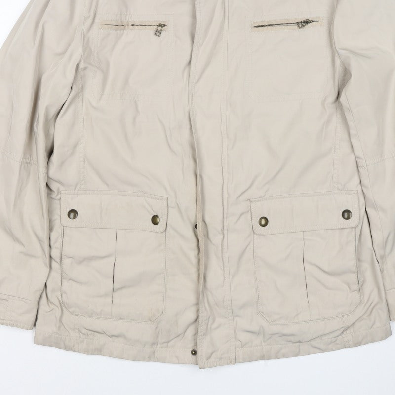 Marks and Spencer Men Beige Large Basic Jacket Zip Pockets