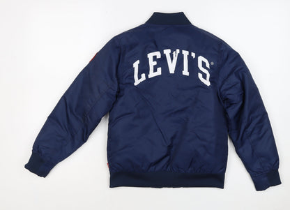 Levi's Boys Blue S 8-10 Years Bomber Jacket Nylon Logo Lined