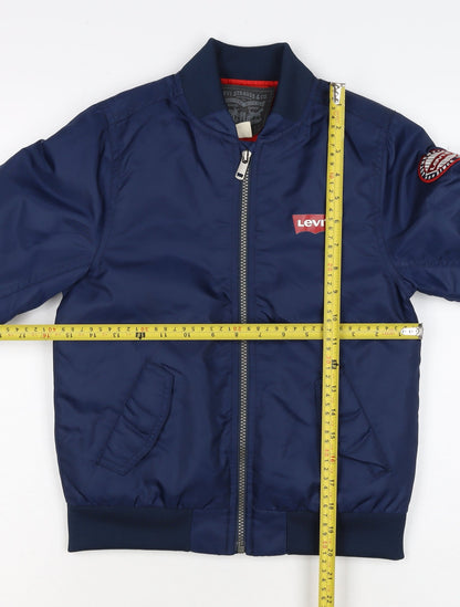 Levi's Boys Blue S 8-10 Years Bomber Jacket Nylon Logo Lined