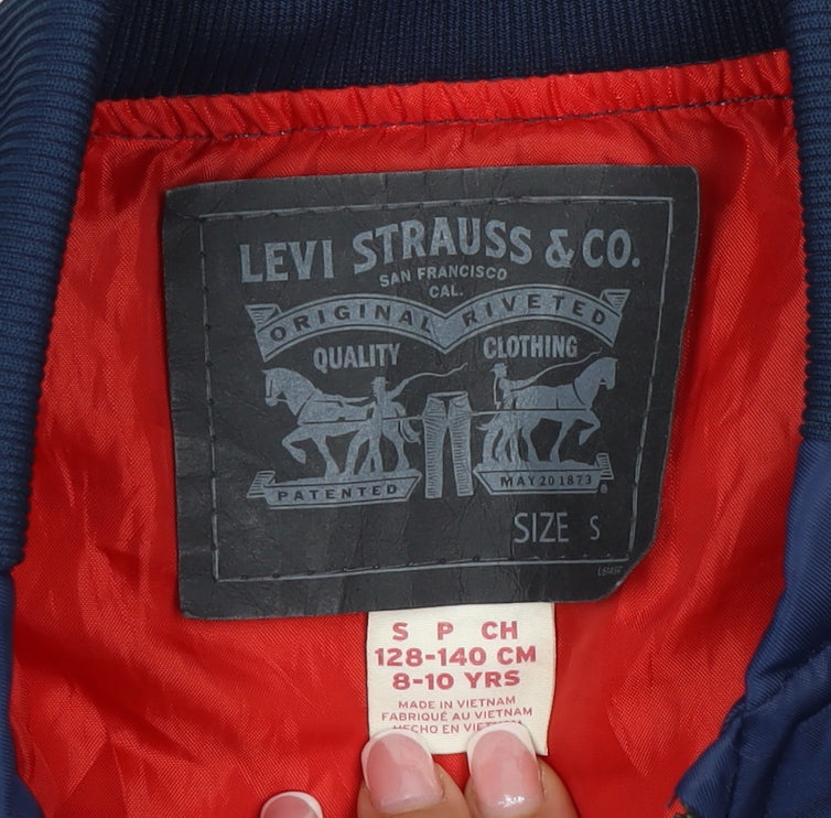 Levi's Boys Blue S 8-10 Years Bomber Jacket Nylon Logo Lined