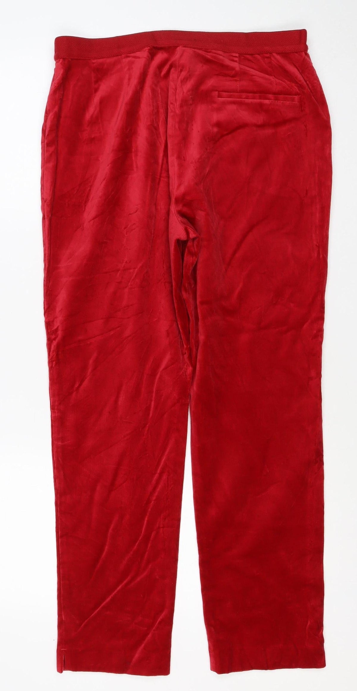 Marks & Spencer Women's Red Velvet Straight Trousers UK 12 Regular