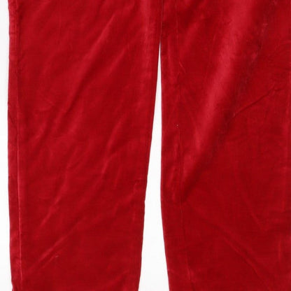 Marks & Spencer Women's Red Velvet Straight Trousers UK 12 Regular