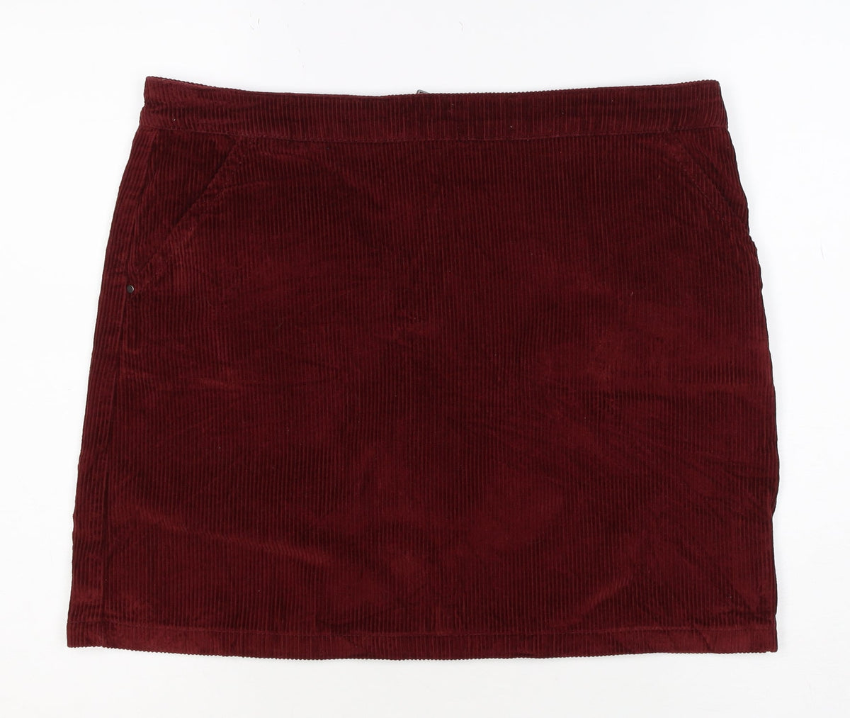 Dorothy Perkins Women Red UK 14 Corduroy Mini Pencil Skirt Zip