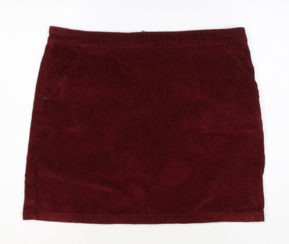 Dorothy Perkins Women Red UK 14 Corduroy Mini Pencil Skirt Zip
