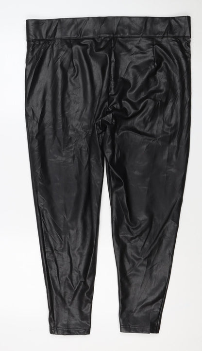 M&S Collection Women’s Black Faux Leather Leggings UK 20 Short