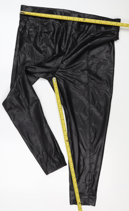 M&S Collection Women’s Black Faux Leather Leggings UK 20 Short