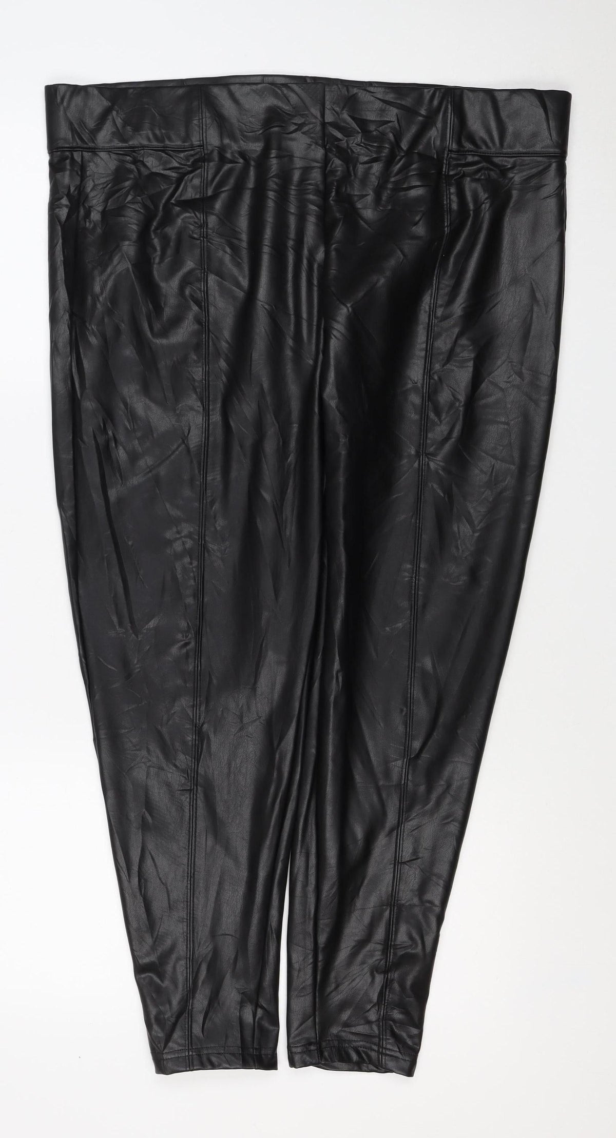 M&S Collection Women’s Black Faux Leather Leggings UK 20 Short