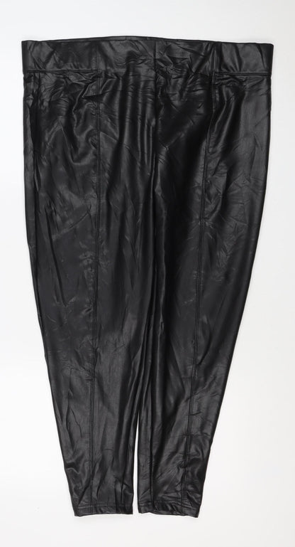 M&S Collection Women’s Black Faux Leather Leggings UK 20 Short